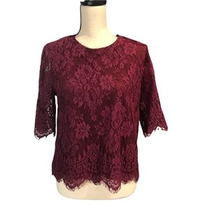 Elodie Burgundy Color Lace Blouse size Medium